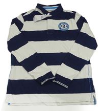 Tmavomodro-bílé pruhované polo triko s nášivkou M&S
