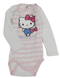 Světlerůžovo-bílé pruhované body s Kitty 