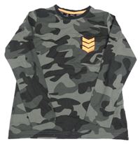Černo-tmavošedé army triko s potiskem bpc