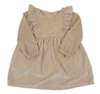 Světlerůžové sametové žebrované šaty s volánky zn. F&F