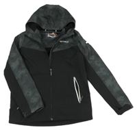 Tmavošedo-černá softshellová bunda s kapucí C&A