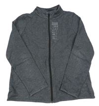 Tmavošedá propínací mikina s nápisem Decathlon