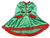 Zeleno-červené sametové šaty se srdíčkem H&M