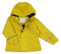 Žlutá nepromokavá podzimní bunda s dinosaurem a kapucí Kiki&Koko