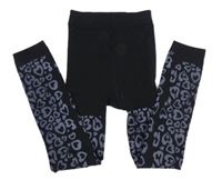 Černé punčochové legíny se srdíčky 