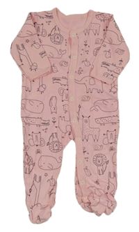 Světlerůžový overal se zvířaty 