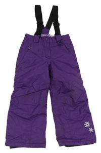 Fialové šusťáková funkční oteplovačky s kšandami Lupilu