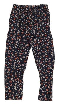 Tmavomodré legíny s kytičkami Topolino