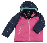 Tmavomodro-růžová šusťáková funkční zimní lyžařská bunda s kapucí POLARINO
