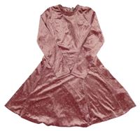 Růžové sametové puntíkaté šaty M&S