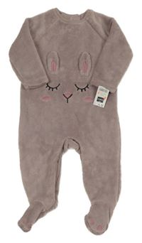 Nové - Pudrově fialový chlupatý overal se zajícem Dunnes