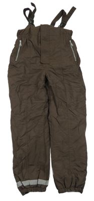 Hnědé šusťákové funkční oteplovačky s kšandami 