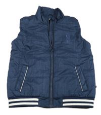 Tmavomodrá melírovaná šusťáková zateplená vesta s nášivkou Lego