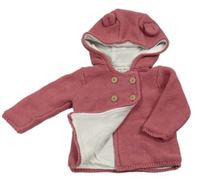 Růžový propínací podšitý svetr s kapucí C&A