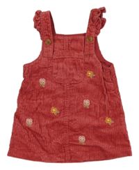 Růžové manšestrové šaty s kytičkami Nutmeg