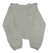 Nové - Bílé crop triko s volánky Mango