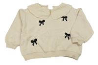 Pudrová mikina s mašlemi a límečkem Zara