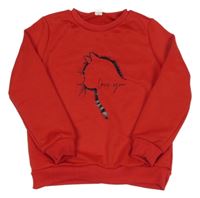 Červená mikina s kočkou 