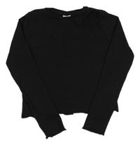 Černé žebrované crop triko s průstřihem Page one young