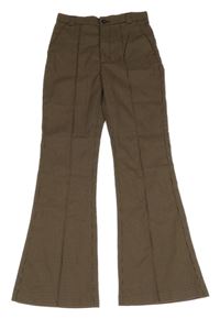 Hnědo-černé kostičkované flare kalhoty
