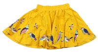 Žlutá bavlněná kolová sukně s ptáčky Alana