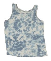 Modro-bílý batikovaný žebrovaný crop top H&M