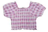 Růžovo-bílá kostkovaná crop halenka George