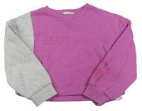 Růžovo-šedá crop mikina s nápisem zn. Primark