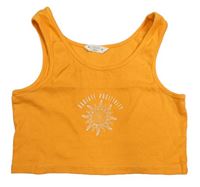 Oranžový žebrovaný crop top se sluníčkem Matalan