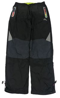 Černo-šedé šusťákové podšité outdoorové kalhoty Kugo