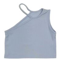 Světlemodrý žebrovaný crop top Shein