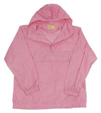 Světlerůžová šusťáková větrovka s kapucí 