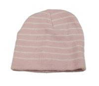 Světlerůžovo-bílá pruhovaná pletená čepice 