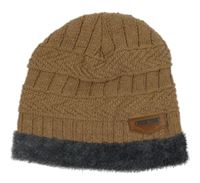 Béžovo-šedá pletená čepice 