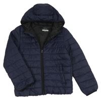 Tmavomodrá šusťáková prošívaná zimní bunda s kapucí Primark