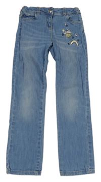 Modré rifle s výšivkou C&A