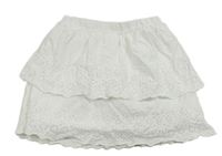 Bílá bavlněná vrstvená sukně s dirkovaným vzorem Zara 