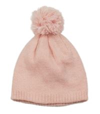 Světlerůžová pletená čepice s bambulí Tu 