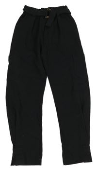 Černé teplákové cargo kalhoty s páskem C&A