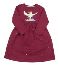 Vínové teplákové šaty s jednorožcem a korálky Jako-o