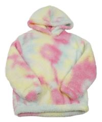 Barevná tónová chlupatá mikina s kapucí 