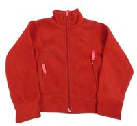 Červená fleecová propínací mikina 