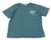 Modrošedé tričko s potiskem Zara