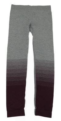 Šedo-vínové pruhované funkční spodní legíny Crivit