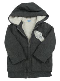 Tmavošedá propínací zateplená mikina s raketou a kapucí Dopodopo