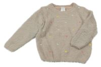 Světlerůžový hvězdičkovaný chlupatý svetr C&A