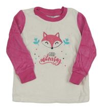 Bílo-růžová sametová mikina s liškou Pocopiano