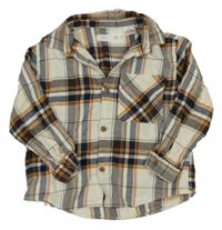 Smetanovo-barevná kostkovaná košile Zara