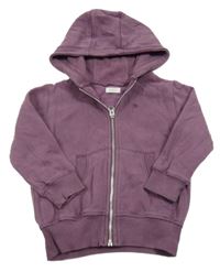 Fialová propínací mikina s palmou a kapucí Next