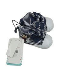 Nové - Tmavomodro-bílé pruhované plátěné capáčky s Mickeym Pepco vel. 15